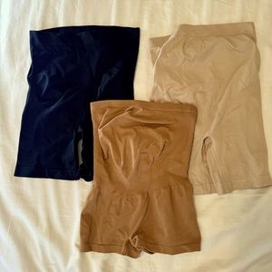 Bundle of 3 maternity under shorts with belly support band